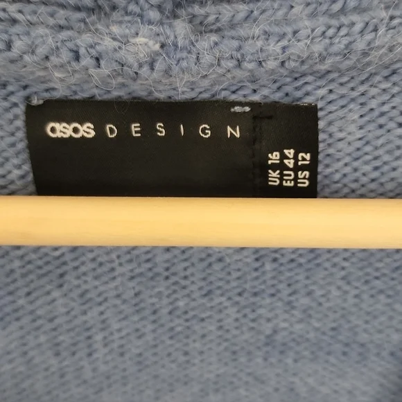 ASOS Design V-Neck Cardigan Puff Sleeve Blue UK 16 | US 12 NEW NWT - Picture 6 of 15
